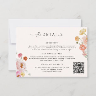 Colorful Floral QR Code Details Wedding Card
