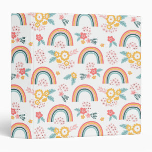 Colorful Floral Rainbow Pattern Binder