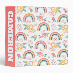 Colorful Floral Rainbow Pattern Binder
