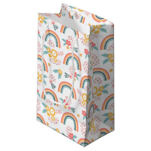 Colorful Floral Rainbow Pattern Small Gift Bag