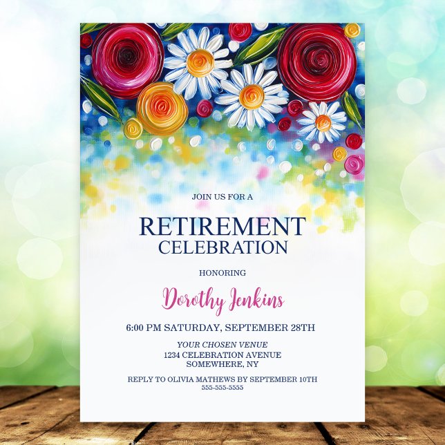 Colorful Floral Retirement Party Invitation (Creator Uploaded)