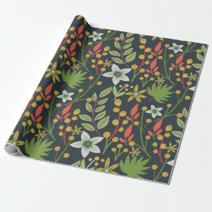 Colorful floral seamless pattern flowers and leave wrapping paper