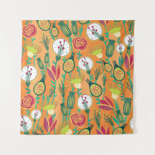 Colorful floral seamless pattern tapestry