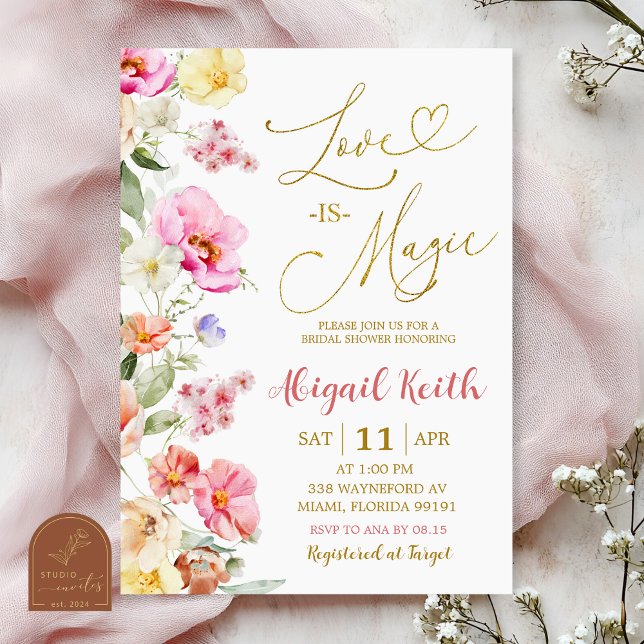 Colorful Floral Spring Love is Magic Invitation (Creator Uploaded)