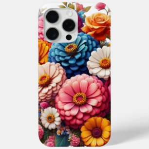 Colorful Floral/Spring Zinnia/Rose iPhone 15 Pro Max Case