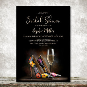 Colorful Floral Stiletto Shoes Bridal Shower Invitation