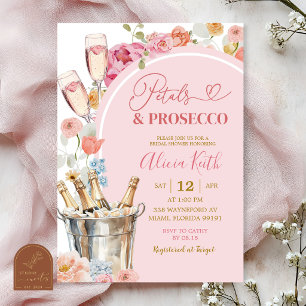 Colorful Floral Summer Petals and prosecco Bridal  Invitation