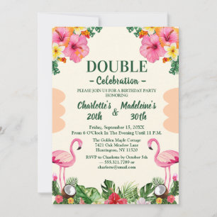  Colorful Floral Tropical Hawaiian Joint Birthday Invitation