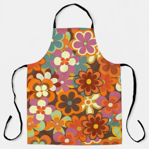 Colorful Floral vintage Seamless Pattern. Retro 70 Apron
