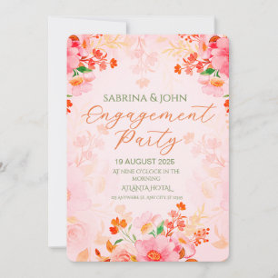 Colorful Floral Watercolor Engagement Party Invitation