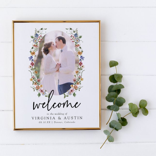 Colorful Floral Welcome Wedding Poster (Colorful Floral Welcome Sign Wedding Poster by Painted Paperie
)