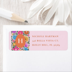 Colorful Florals Easter Egg Monogram Address