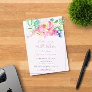 Colorful Florals Love In Full Bloom Bridal Shower Acrylic Invitations