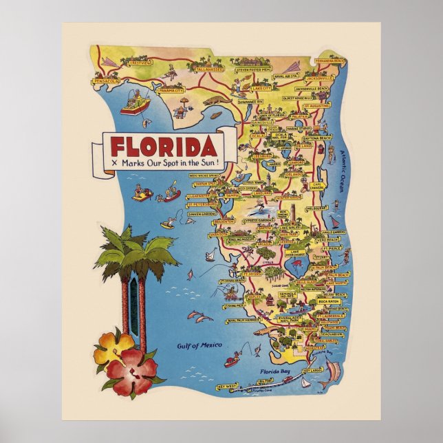 Colorful Florida Map Poster (Front)