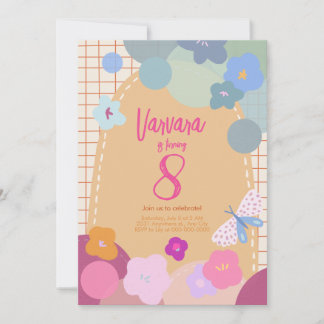 Colorful Flower Arch Birthday Girl Invitation