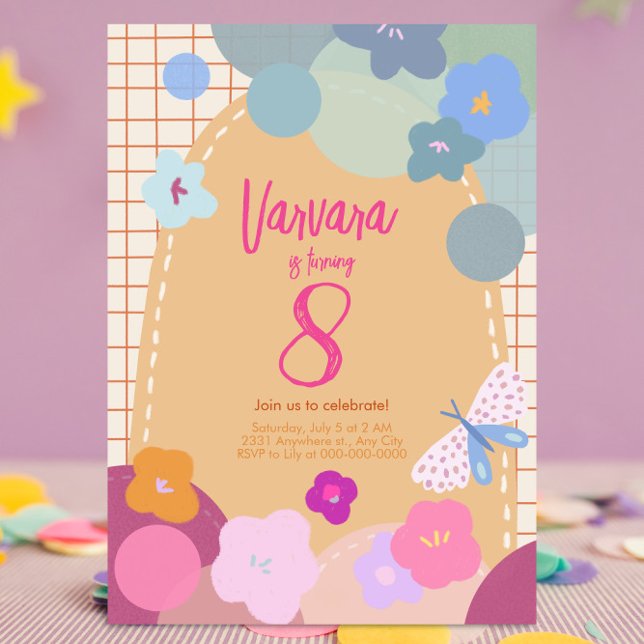 Colorful Flower Arch Birthday Girl Invitation (Creator Uploaded)