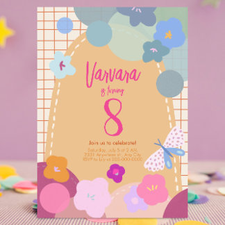 Colorful Flower Arch Birthday Girl Invitation