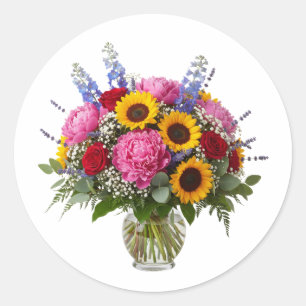 Colorful Flower Bouquet in Vase Sticker
