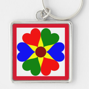 COLORFUL FLOWER HEARTS KEYCHAIN