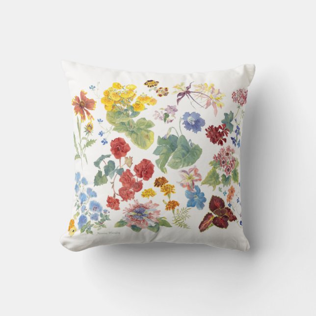 Colorful Flower Home Decor Throw Pillow (Front)