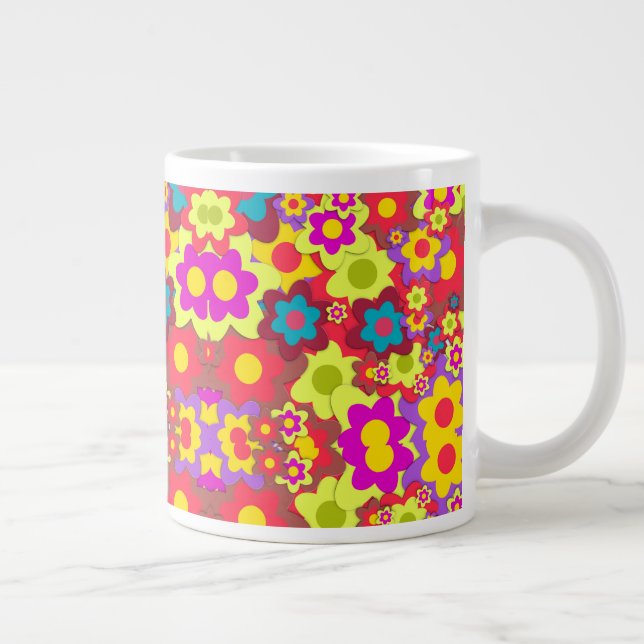 Colorful Flower Large Coffee Mug (Right)