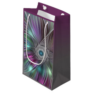 Colorful Flower Power Abstract Modern Fractal Art Small Gift Bag