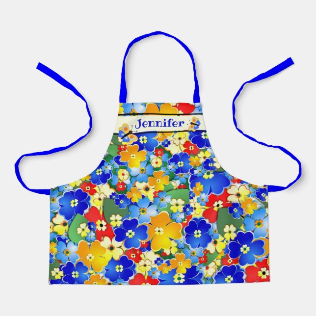 Colorful Flower Shower personalized custom text Apron (Front)