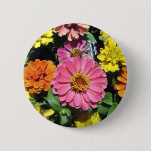 Colorful Flowers 2 Inch Round Button