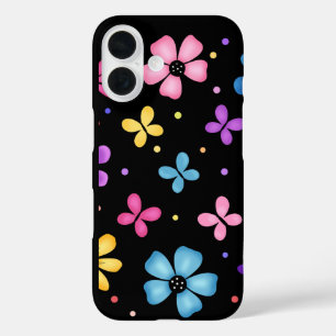 Colorful Flowers and Butterflies iPhone 16 Case
