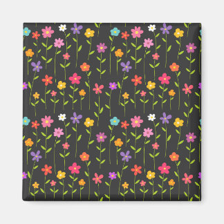 Colorful flowers black magnet