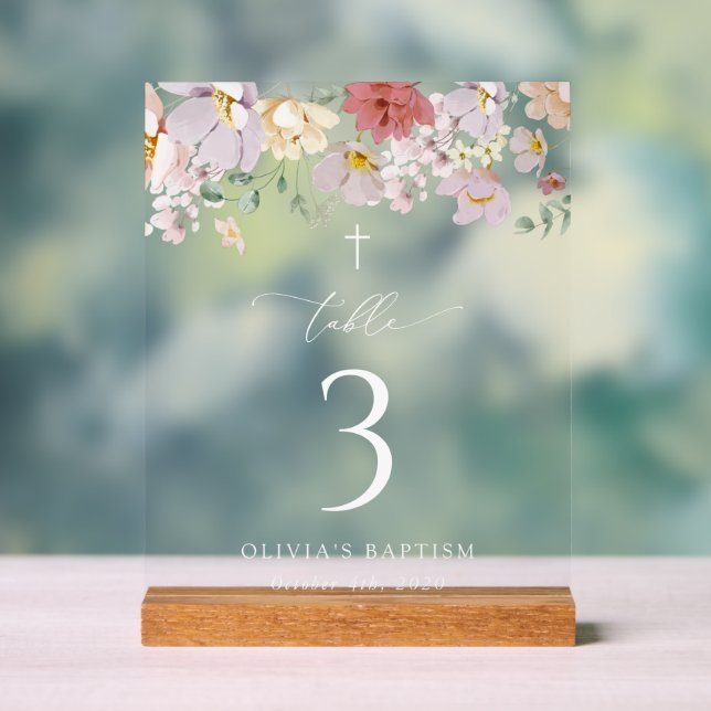 Colorful Flowers, Boho, Baptism Table Numbers (Neutre)