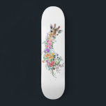 Colorful Flowers Bouquet Giraffe - Drawing Modern  Skateboard<br><div class="desc">Colorful Flowers Bouquet Giraffe - Drawing Modern Sweet Romantic Floral Animal Collection By MIGNED</div>