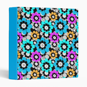 Colorful flowers daisies Blue Turquoise Purple  Binder