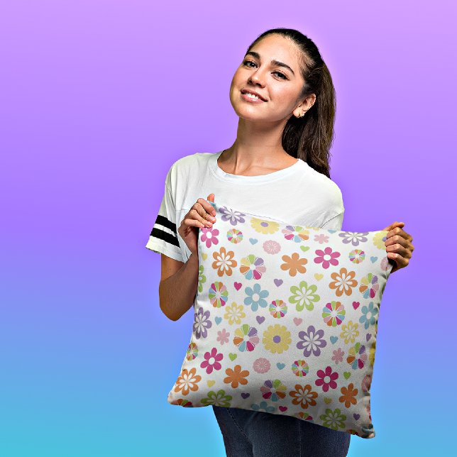 Colorful Flowers Decorative Throw Pillow (Creator Uploaded)