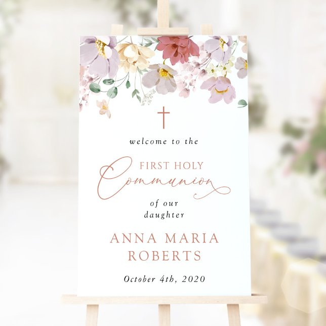 Colorful Flowers, First Holy Communion Welcome Poster (Creator Uploaded)