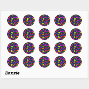 Colorful Flowers Floral Pattern Classic Round Sticker
