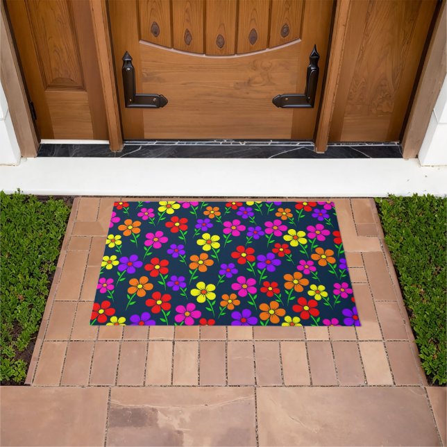 Colorful Flowers Floral Pattern Doormat (Outdoor)