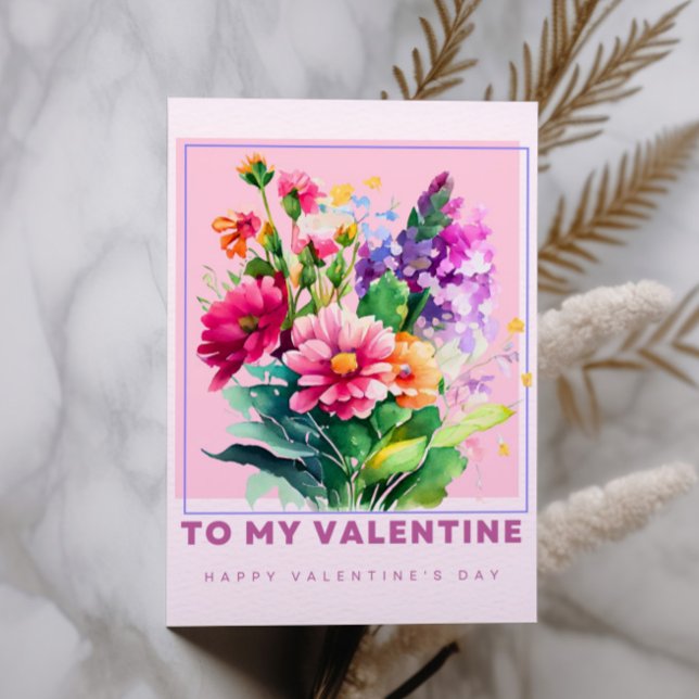 Colorful Flowers For My Valentine Postcard (Creator Uploaded)