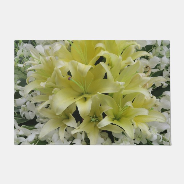 colorful+ flowers,     garden+ gnome,     calla+ l doormat (Front)