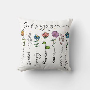  Colorful Flowers God Says You Are Sublimation Throw Pillow