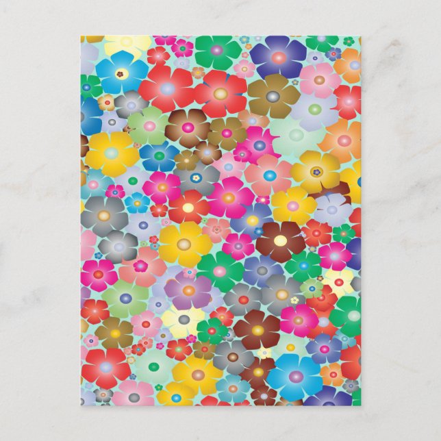 Colorful Flowers Holiday Postcard (Front)