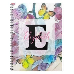 Colorful flowers in soft pastel colors watercolor notebook