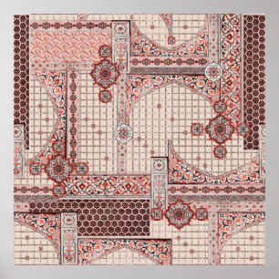 Colorful flowers mughal architecture background wa poster