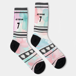 Colorful  Flowers - Name Number Socks