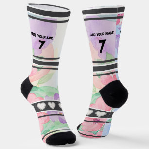 Colorful  Flowers - Name Number Socks