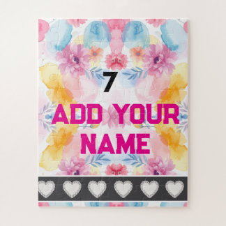 Colorful  Flowers - Name Number Socks Jigsaw Puzzle