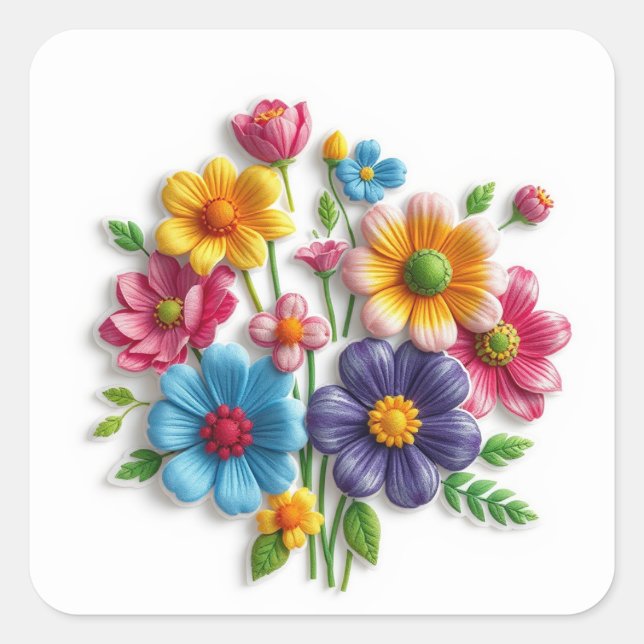 Colorful Flowers Stickers (Front)