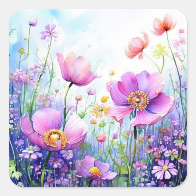 Colorful Flowers Stickers (Front)