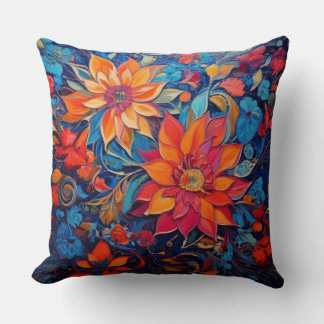 Colorful flowers throw pillow