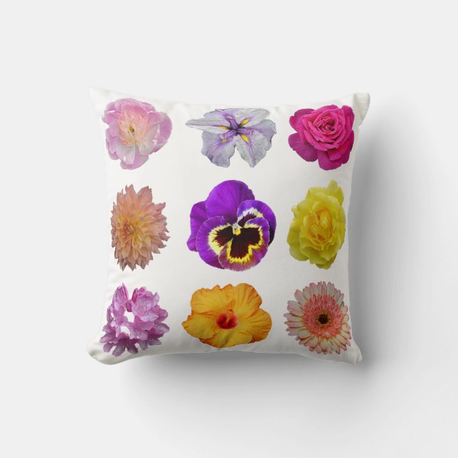 Colorful flowers throw pillow (Front)